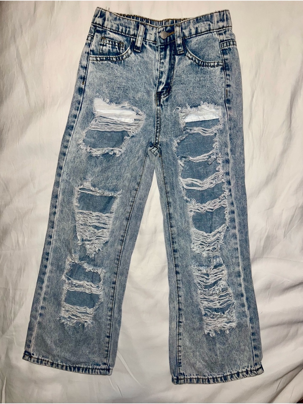 SHEIN Light Blue Distressed Kids Jeans